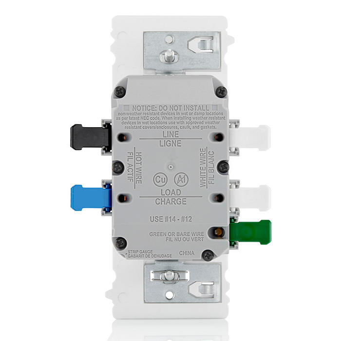 Leviton Lever Edge 15A 125V Self-Test Tamper-Resistant/Weather-Resistant GFCI White (EGFW1-KW)