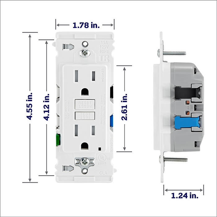 Leviton Lever Edge 15A 125V Self-Test Tamper-Resistant GFCI White (EGFT1-W)