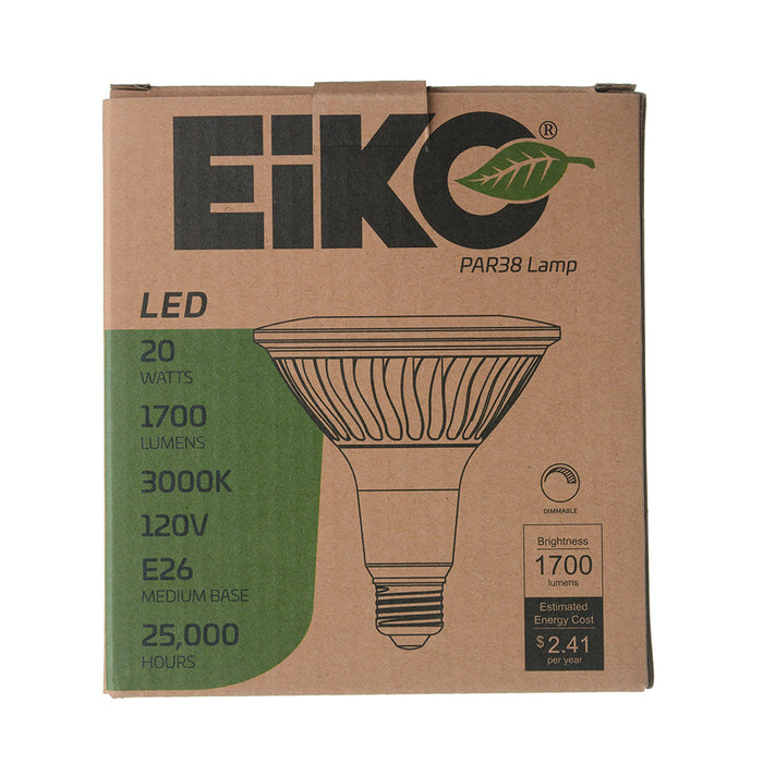 EIKO LED20WPAR38/FL/830K-DIM-G6 LED Litespan PAR38 Flood 45 Degree Beam 20W-1700Lm Dimmable 3000K 80 CRI 120V E26 (09171)