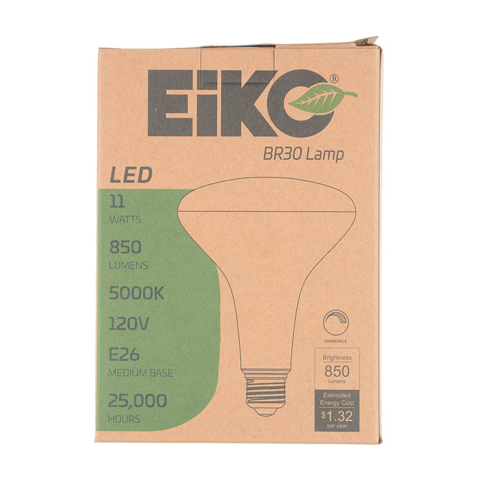 EIKO LED11WBR30/850-DIM-G9 LED BR30 Reflector Flood 11W-850Lm Dimmable 5000K 80 CRI 120V E26 (10756)