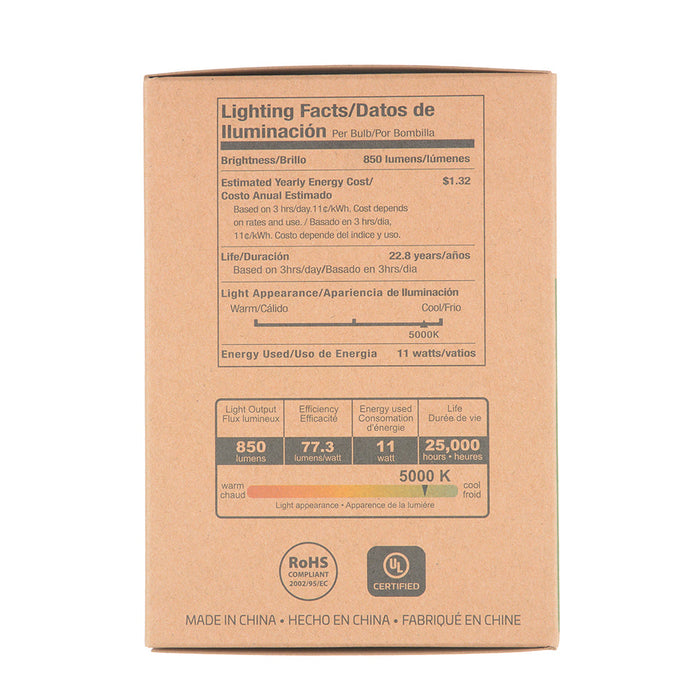 EIKO LED11WBR30/850-DIM-G9 LED BR30 Reflector Flood 11W-850Lm Dimmable 5000K 80 CRI 120V E26 (10756)