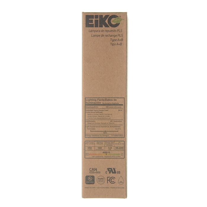 EIKO L3.5WPLS/AB/840/U/G23/H 3.5W 350Lm PLS Type A And B Plastic 80 CRI 4000K 120-277V Horizontal G23 Base (12859)