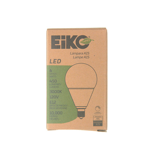 EIKO L6WA15/830PF/D/E12 6W 450Lm LED A15 80 CRI 3000K Plastic Frosted Dimmable E12 Base (13035)