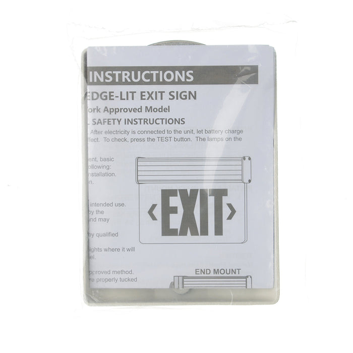 Standard-BL Edgelit Aluminum Exit Sign Single Face Red Letters Mirror Panel White Housing Battery Backup (ELXTEU1RMWEMSDT-USA)