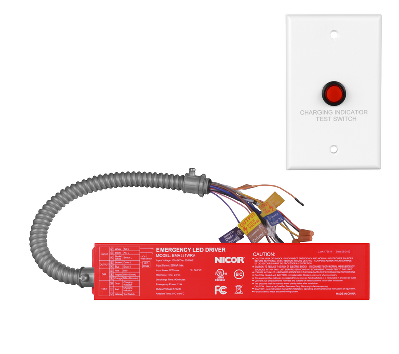 NICOR LED Constant Power Emergency Pack 25W 120-347V 90 Minutes (EMA251WRV)