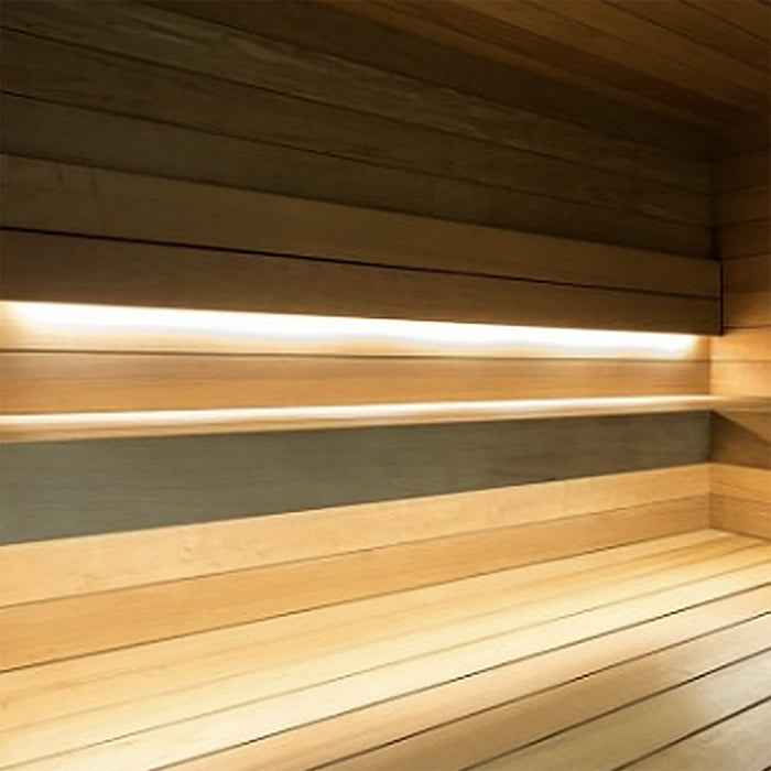 Lotus LED Lights Sauna COB LED Tape Light 24V DC 2700K 3W Per Foot 12Mm 90 CRI IP67 5 Year Warranty 16 Foot (ES-FSCOBWW-24-IP67-27K-16FT)