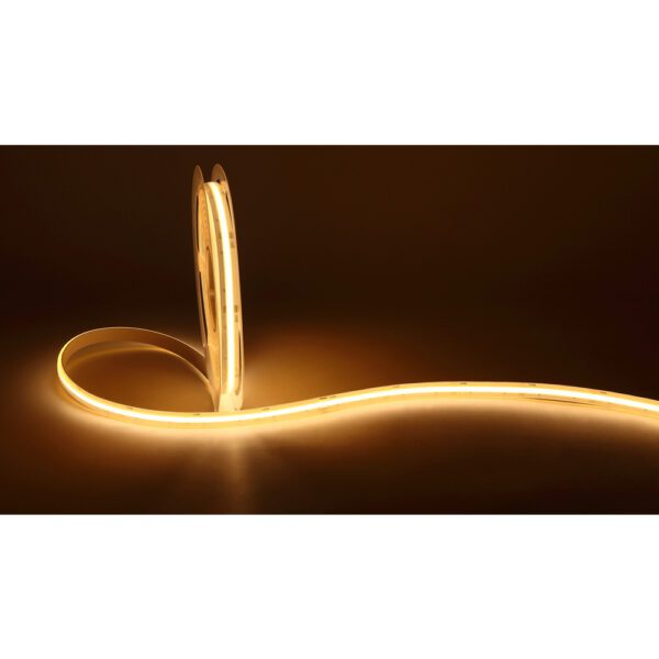 Lotus LED Lights Sauna COB LED Tape Light 24V DC Dim-To-Warm 3000K Dim To 1800K 3W Per Foot 12Mm 90 CRI IP67 16 Foot (ES-FSCOBWW+W-24-DTW-IP67-16FT)