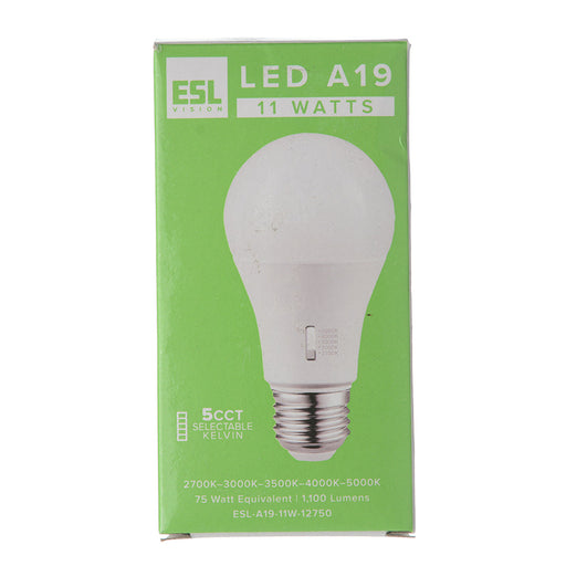 ESL Vision A19 11W 1100Lm CCT Adjustable 2700K/3000K/3500K/4000K/5000K (ESL-A19-11W-12750)