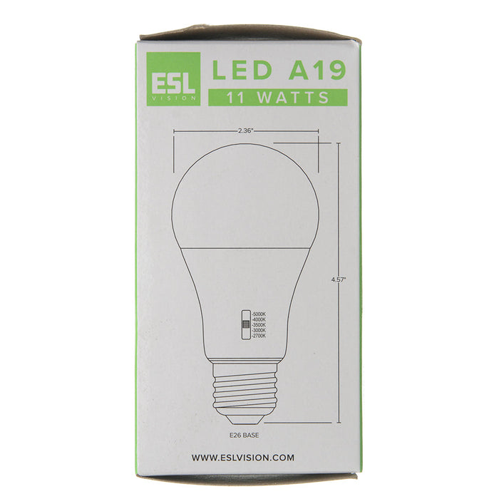 ESL Vision A19 11W 1100Lm CCT Adjustable 2700K/3000K/3500K/4000K/5000K (ESL-A19-11W-12750)