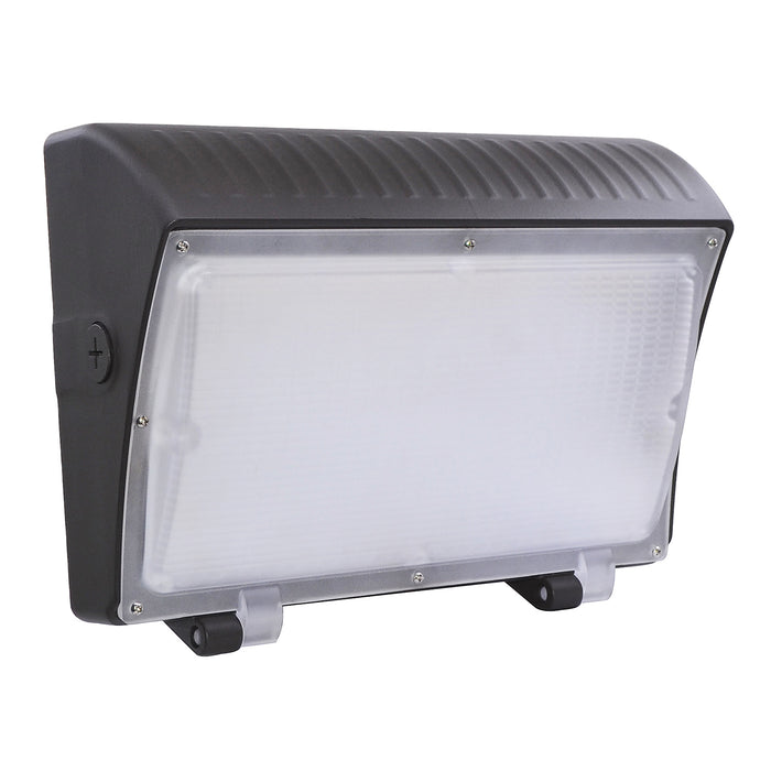 ESL Vision Wall Pack Wattage/CCT Selectable 70W/85W/100W 3000K/4000K/5000K 13800Lm 120-277Vac Bronze Integrated Emergency Backup Battery Unit (ESL-WP-70100W-63050-BZ-EM9-11OCC)