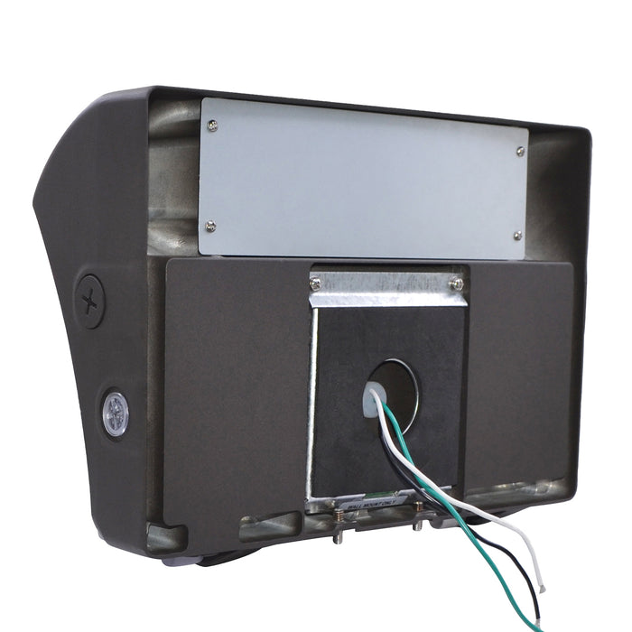 ESL Vision Wall Pack Wattage/CCT Selectable 70W/85W/100W 3000K/4000K/5000K 13800Lm 120-277Vac Bronze Integrated Emergency Backup Battery Unit (ESL-WP-70100W-63050-BZ-EM9-11OCC)