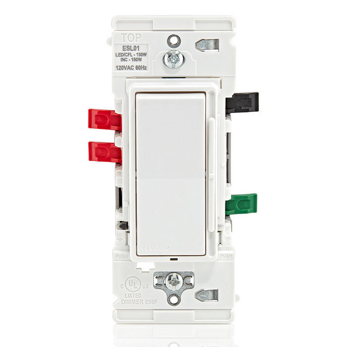 Leviton Decora Lever Edge Rocker Slide Dimmer Switch 150W LED/CFL/Incandescent White (ESL01-1LW)