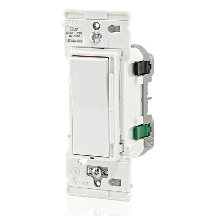Leviton Decora Lever Edge Rocker Slide Dimmer Switch 150W LED/CFL/Incandescent White (ESL01-1LW)