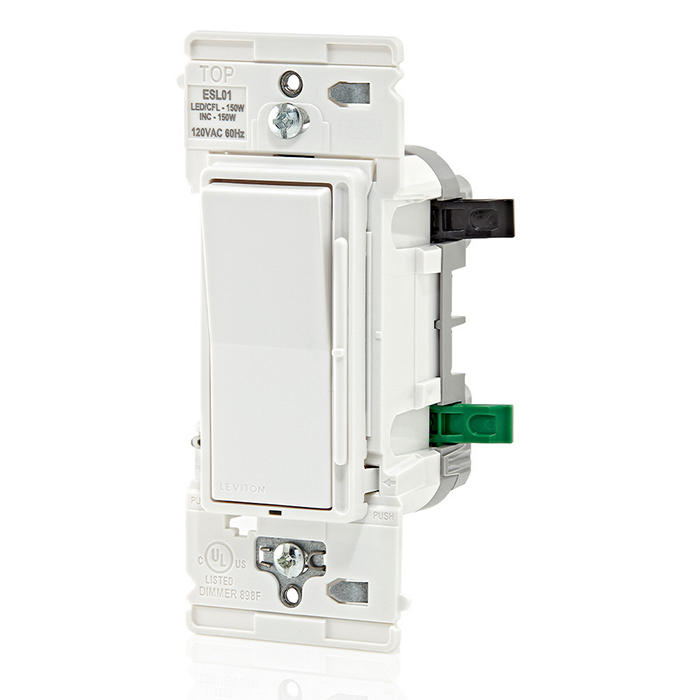 Leviton Decora Lever Edge Rocker Slide Dimmer Switch 150W LED/CFL/Incandescent White (ESL01-1LW)