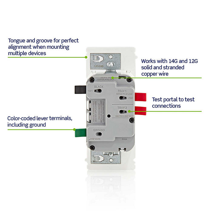 Leviton Decora Lever Edge Rocker Slide Dimmer Switch 150W LED/CFL/Incandescent White (ESL01-1LW)