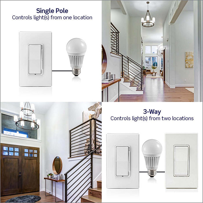 Leviton Decora Lever Edge Rocker Slide Dimmer Switch 150W LED/CFL/Incandescent White (ESL01-1LW)