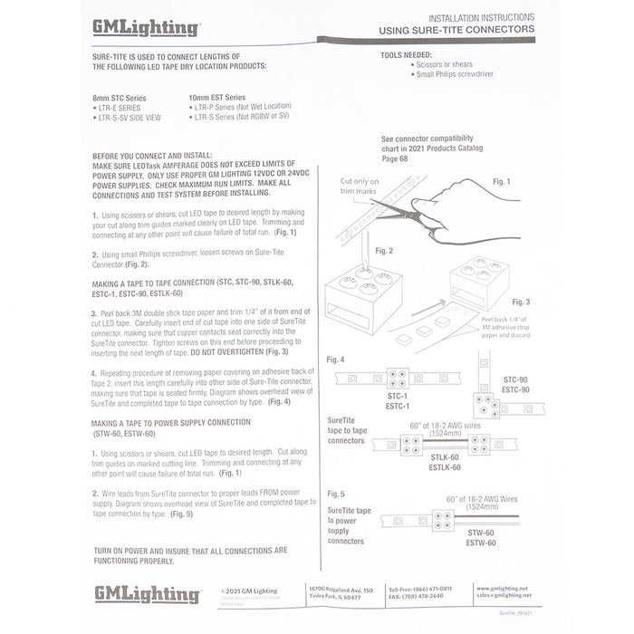GM Lighting Tape To Power Supply Connector Only [No Wire] (ESTW-CO)