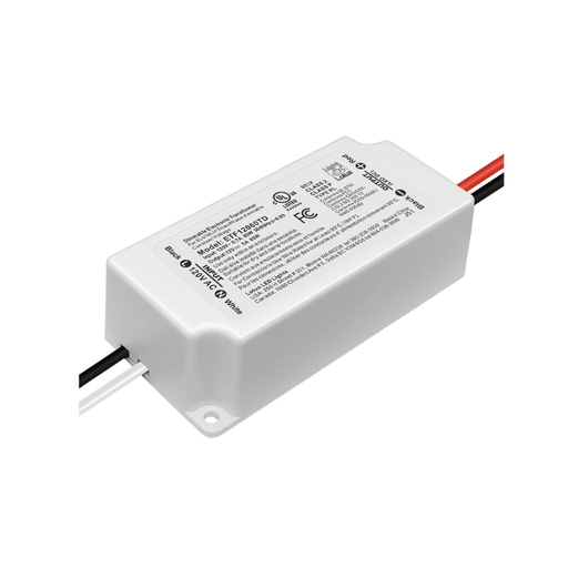 Lotus LED Lights 12V DC 60W Mini Electronic Transformer 5A Triac Dimmable 120Vac Input UL Class 2 Type HL Constant Voltage (ETF12060TD)