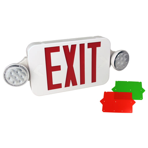 Maxlite 112661 Exit Emergency Combination Thermoplastic Double Face Red And Green Letters White Battery Backup (EXC-RGW)