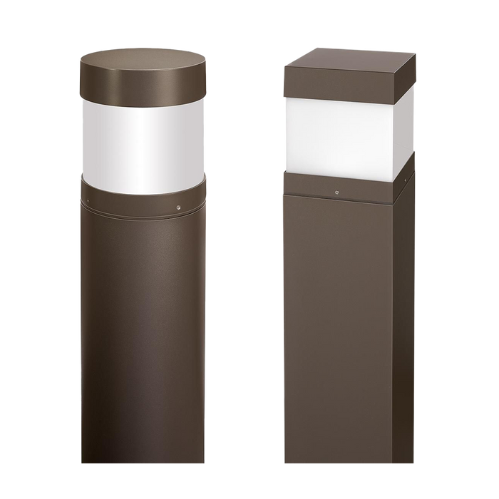 EXO SGB-S-LSCS Square Bollard Wattage/CCT Selectable 12W/16W/22W 3000K/4000K/5000K Type 5 Distribution 120-277V Dark Bronze Matte Textured (93166465)