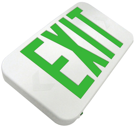 Best Lighting Products Thermoplastic Exit Sign Green Letters White Housing Battery Backup Self-Diagnostics (EZRXTEU2GWEMSDT)