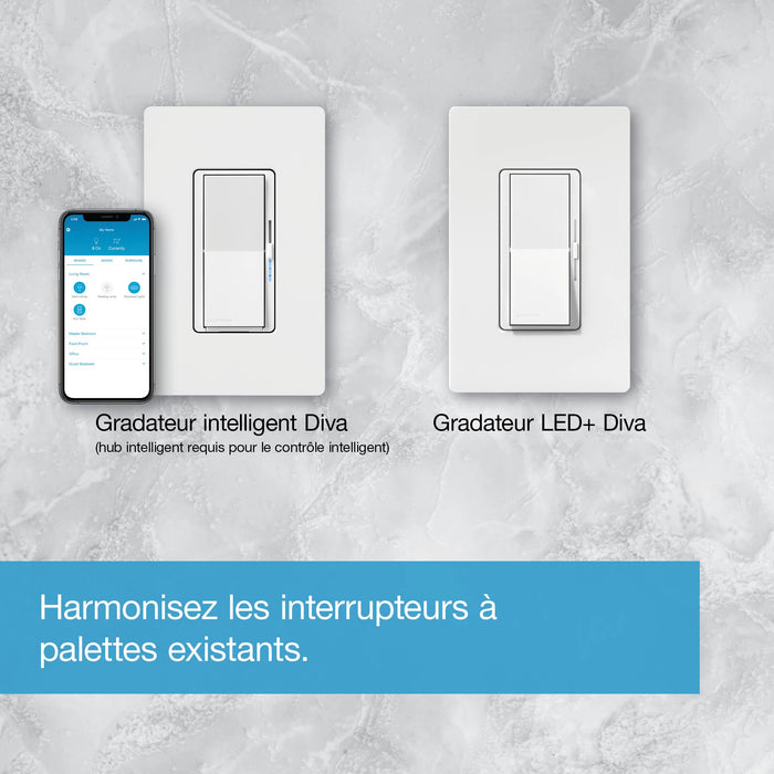 Lutron Diva Smart Dimmer - Load Ratings--LED 150W Incandescent/Halogen 600W Ivory (DVRF-6L-IV)