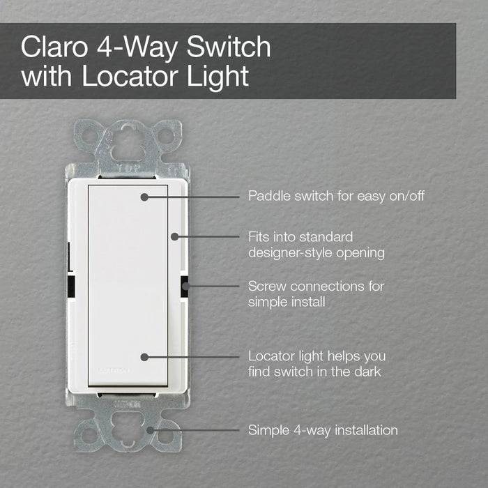 Lutron Claro 15A Switch 4-Way With Nightlight Almond (CA-4PSNL-AL)