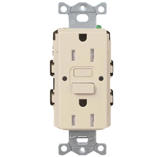 Lutron Claro 15A Receptacle Self-Testing GFCI Light Almond (CAR-15-GFST-LA)