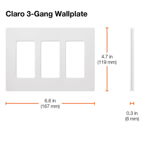 Lutron Claro Wall Plate 3-Gang 24 Pack White (CW-3-WH-24)