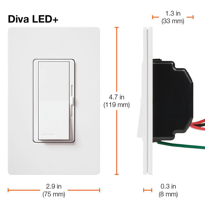Lutron Diva 150W LED 3-Way Ivory Clamshell (DVCL-153PH-IV)