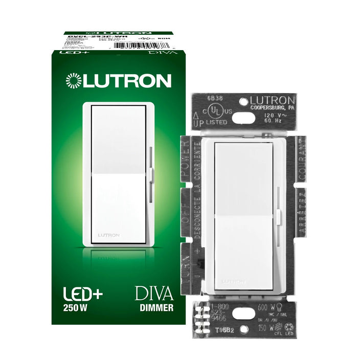 Lutron Diva 250W LED 3-Way White Clamshell (DVCL-253PH-WH)