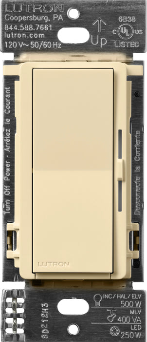 Lutron Diva Smart ELV+ Dimmer Switch for Caseta Systems Phase Selectable 250W LED/400VA MLV/500W ELV Neutral Required 120V Ivory (DVRF-5NE-IV)