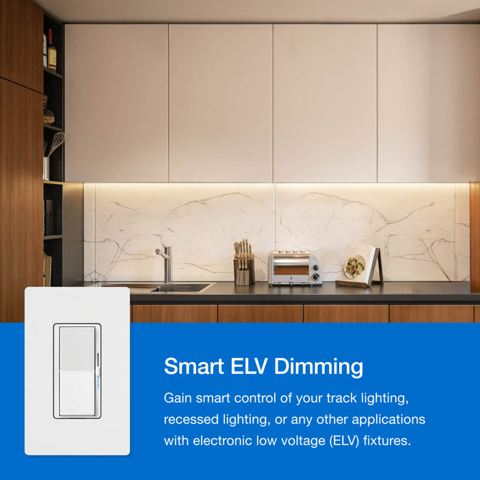 Lutron Diva Smart ELV+ Dimmer Switch for Caseta Systems Phase Selectable 250W LED/400VA MLV/500W ELV Neutral Required 120V Brown (DVRF-5NE-BR)