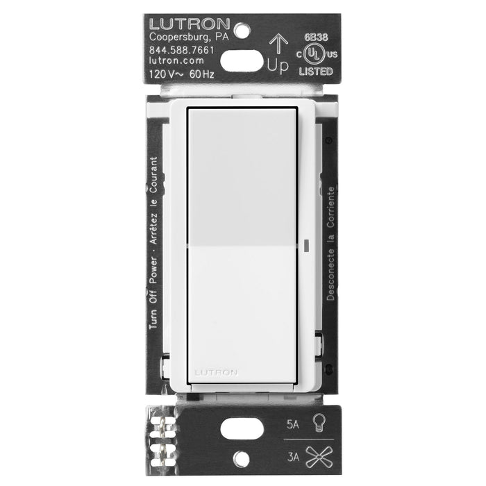 Lutron Claro Smart Switch - Load Ratings--LED 5A Incandescent/Halogen/ELV 600W Fan 3A White (DVRF-5NS-WH)