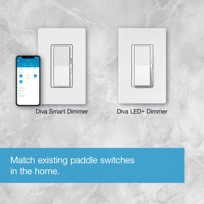 Lutron Diva Smart Dimmer - Load Ratings--LED 150W Incandescent/Halogen 600W Gray (DVRF-6L-GR)