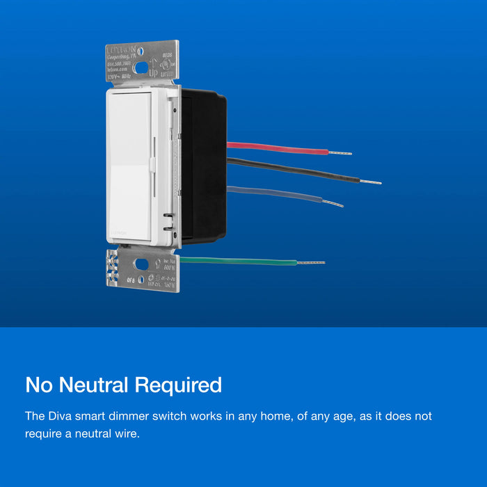 Lutron Diva Smart Dimmer/Pico Paddle Remote/Wall Plate Bracket/Wall Plate White (DVRF-PKG1D-WH)