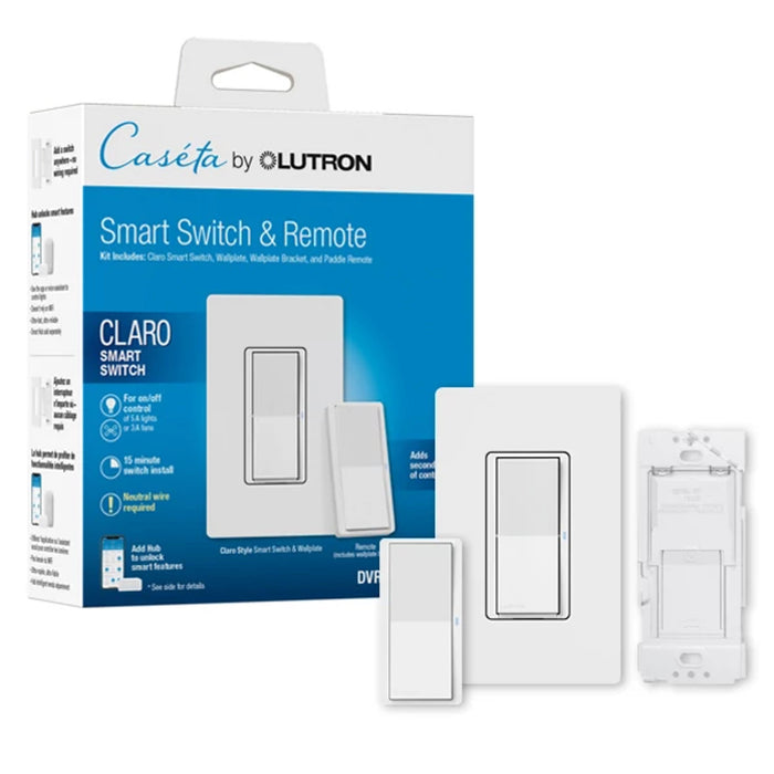 Lutron Claro Smart Neutral Switch/Pico Paddle Remote/Wall Plate Bracket/Wall Plate White (DVRF-PKG1S-WH)