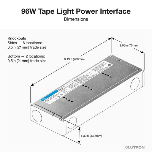 Lutron 96W Hardwired Power Interface for Lumaris RGB + Tunable White Tape Light (LU-PH3-B)