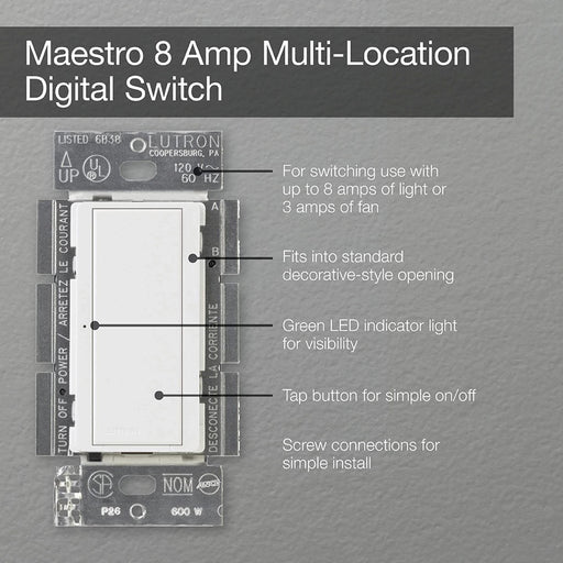 Lutron Maestro 8A Switch Multi-Location Midnight (MSC-S8AM-MN)