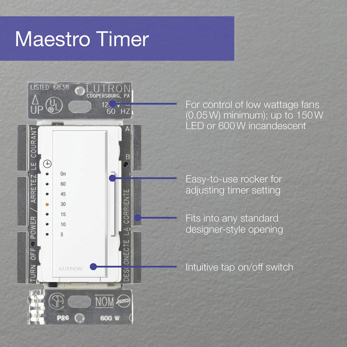 Lutron Maestro 5A Timer Multi-Location With Neutral Almond (MA-T51MN-AL)