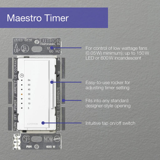 Lutron Maestro 5A Timer Multi-Location With Neutral Biscuit (MA-T51MN-BI)