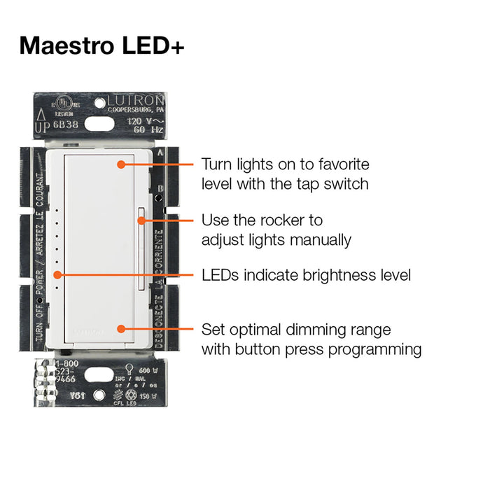 Lutron Maestro 150W LED Multi-Location Ivory Clamshell (MACL-153MH-IV)