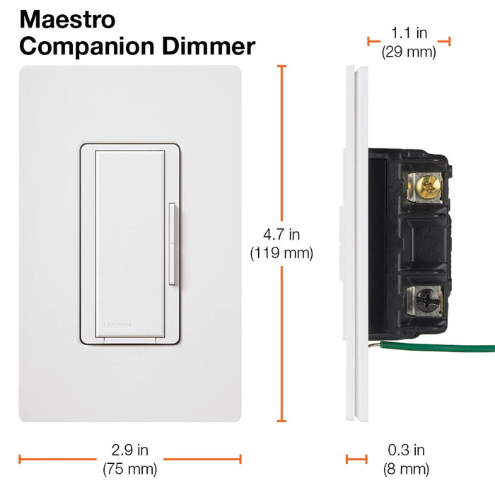 Lutron Maestro Accessory Dimmer White Clamshell (MA-RH-WH)