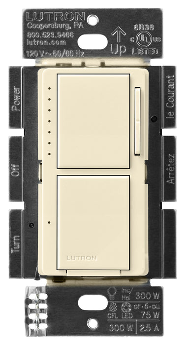 Lutron Maestro Dual LED+ Controls Dimmer And Switch Single Pole Almond-Box (MACL-L3S25-AL)