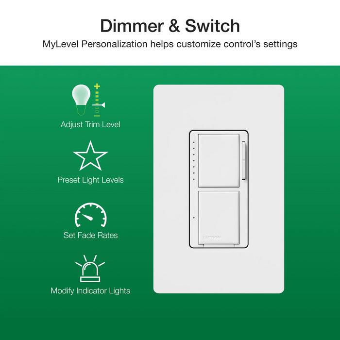 Lutron Maestro Dual LED+ Controls Dimmer And Switch Single Pole Almond-Box (MACL-L3S25-AL)