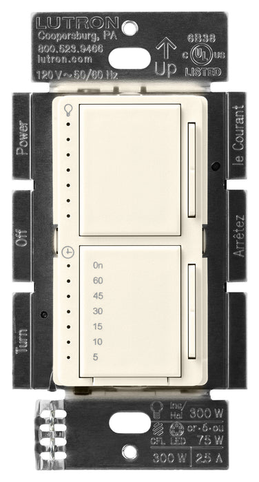 Lutron Maestro Dual LED+ Controls Dimmer And Timer Single Pole Biscuit-Box (MACL-L3T251-BI)