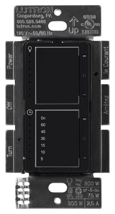 Lutron Maestro Dual LED+ Controls Dimmer And Timer Single Pole Black-Box (MACL-L3T251-BL)