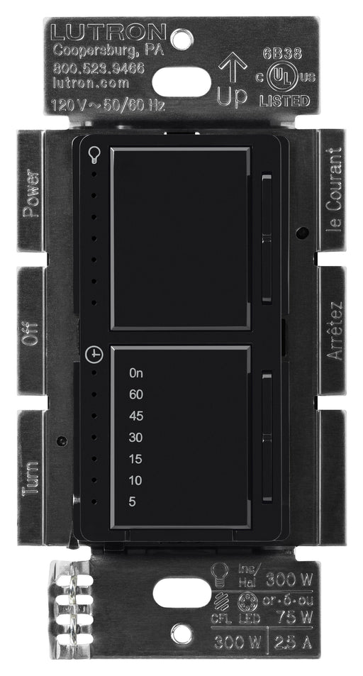 Lutron Maestro Dual LED+ Controls Dimmer And Timer Single Pole Black-Box (MACL-L3T251-BL)