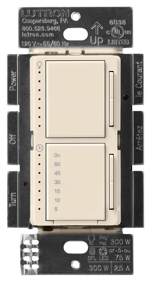 Lutron Maestro Dual LED+ Controls Dimmer And Timer Single Pole Light Almond-Box (MACL-L3T251-LA)