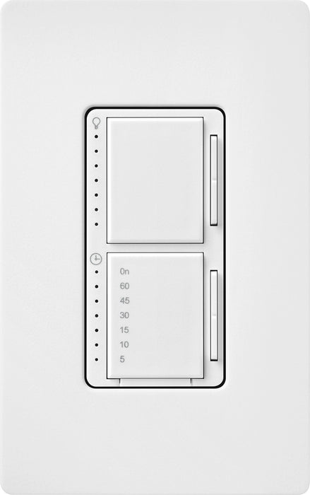Lutron Maestro Dual LED+ Controls Dimmer And Timer Single Pole Snow White-Box (MACL-L3T251-SW)